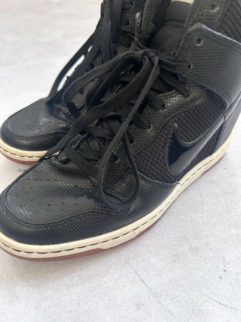 Nike Dunk Sky Hi Essential Wedge Sneakers Black Gum 579763-001 Women’s 6 / EU 36